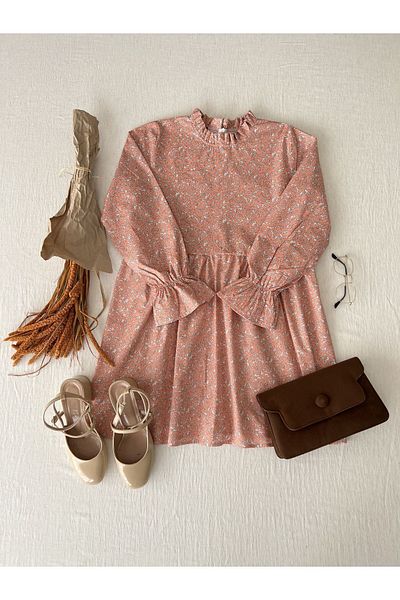 KÜÇÜĞÜM BUTİK Poplin Ruffle Collar Orange Crispy Tunic