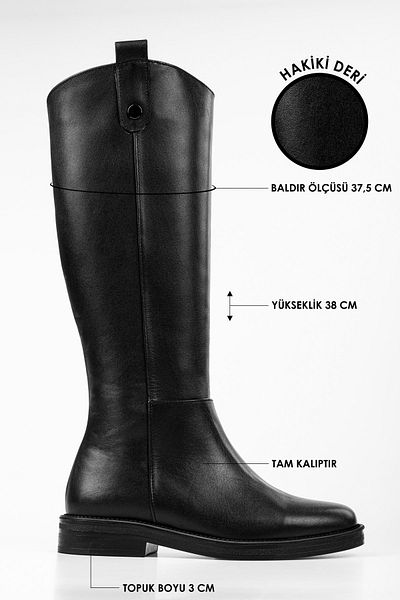 Shoeberry Γυναικείες μπότες Lena Black από γνήσιο δέρμα