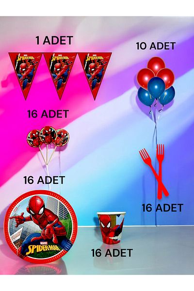 VibeHome Spiderman Themed m Pack for 16 - Birthday Party and Fun Events