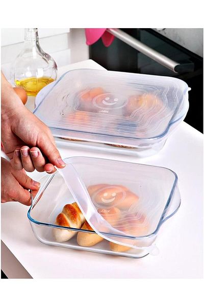 ÇARŞI HANEM Silicone Square Pyrex Cover Silicone 2 Pieces Stretch Cover 2 Pieces Cover