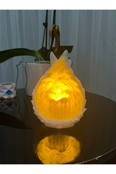 KSTECH Melek Kanatlı Dekoratif Süs ve Obje, Tealight Led Mum Dahil 11 cmx15,5 cm