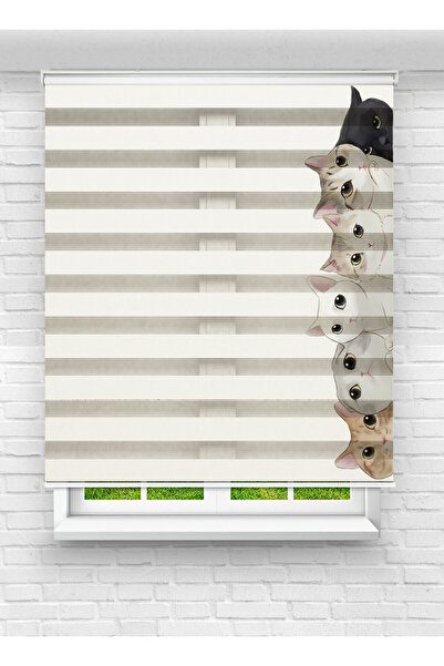 vanilyahome Erkek ve Kız Çocuk Odası İçin Desenli Baskılı Sevimli Kedi Yüzler...