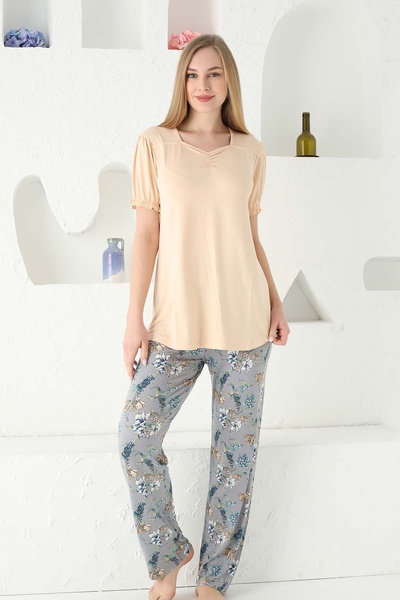 Generic Brand Set pijamale de vară galben liliac 2723KY
