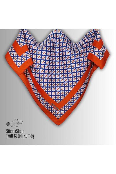 POZİTİF MRK Red Kerchief Bandana Silky Twill Satin with Chintemani Pattern 58Cmx58Cm