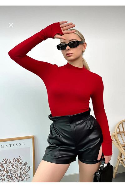 Noname Half Turtleneck Long Sleeve Full Lycra Body / Basic Lycra Bodysuit /