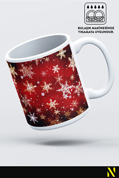 nilizma Christmas New Year Themed Snow Patterned Mug Cup Mug 330 ml