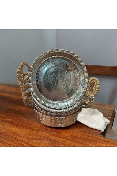Bakır Center 6 Pieces Large Size 12 cm Copper Breakfast Set - Nuts Bowl Medium Size