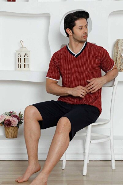 ALİMER Bordo Şortlu Erkek Pijama Takımı 1199ŞT