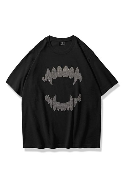 Trendiz Unisex T-shirt με δόντια σε μαύρο χρώμα