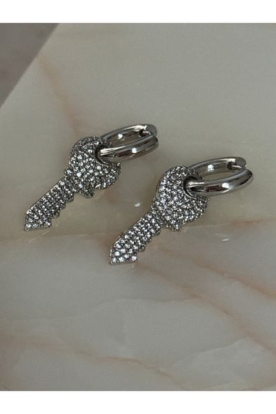MioArt Women's Stoned Luxury Key Earrings