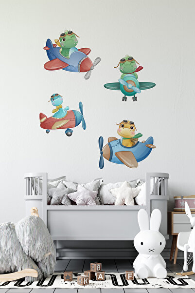 Plustablo 4 قطع من ملصقات الحائط اللطيفة على شكل ديناصور - الديناصورات على مت...