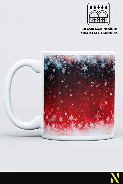 nilizma Christmas New Year Themed Snow Patterned Mug Cup Mug 330 ml