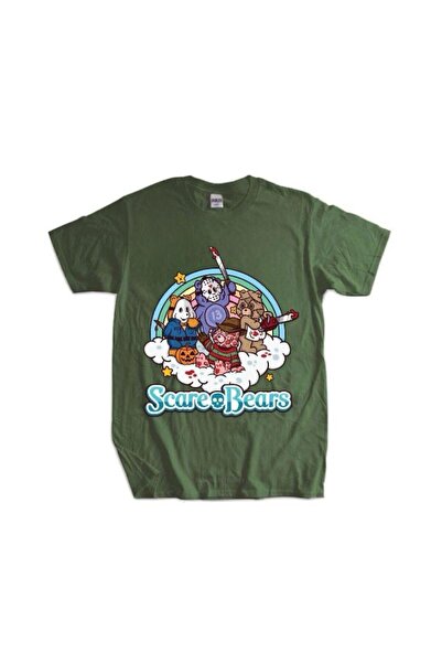 DEEFWEAR Tricou unisex kaki cu imprimeu de Halloween Scare Bears