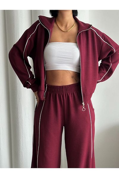 Diviny Stripe Detail Modal Fabric Tracksuit Set