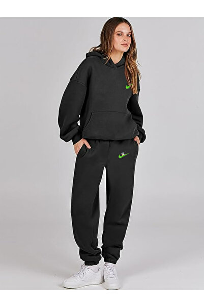 LAND MODA Γυναικείο σετ αθλητικής φόρμας με στάμπα Rick & Morty με κουκούλα σ...