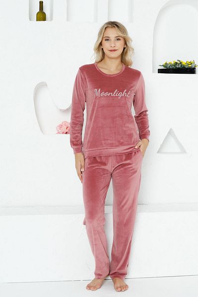 ALİMER Set pijamale pentru femei din catifea - buzunar cu pulbere de catifea importată Moonlight 2763uk
