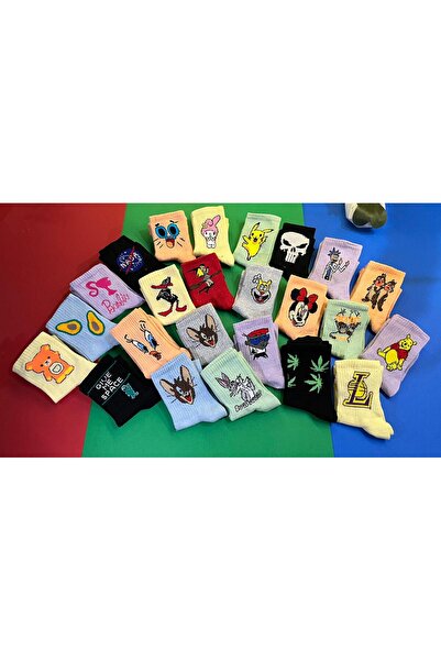 javenadze Pack of 6 Character Different Patterned College Socks