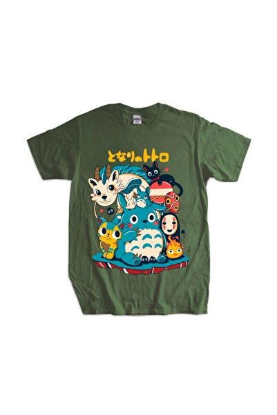 DEEFWEAR تي شيرت مطبوع باللون الكاكي للجنسين من My Neighbor Totoro Japanese