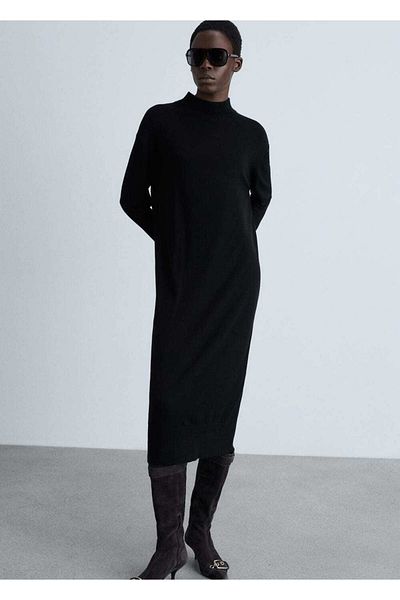 MANGO Woman Perkins Knitwear Dress with collar