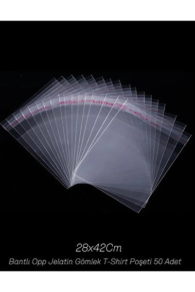 Lukspa Bantlı Opp Poşet Jelatin Gömlek T-shirt Poşeti 50 Adet ( 28x42)