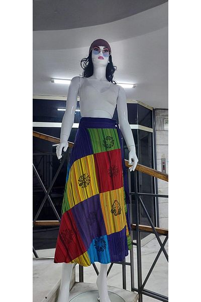 EREN STYLE Fusta înfășurată cu model pentru femei etnice indiene (95 CM)