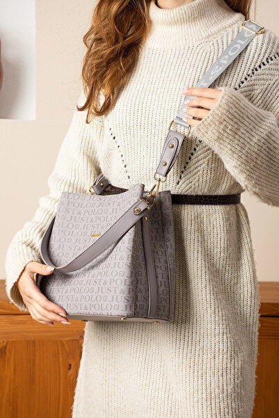 Just Polo JP Women's Long Strap Gray Hand and Shoulder Bag