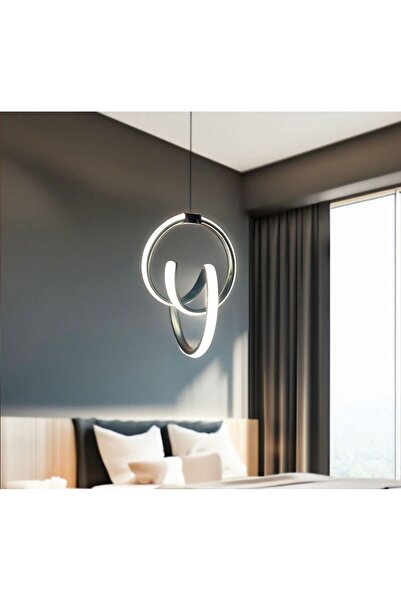 Siyah Modern Sarkıt Led Avize 3 renk gün ışığı beyaz sarı Salon Mutfak Oda Hol Ledli Avize