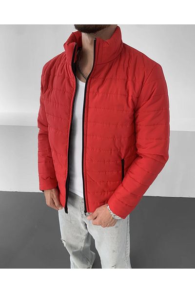 MEYASU Men's Red Regular Waterproof Puffer Jacket with Zippered Inner Pocket