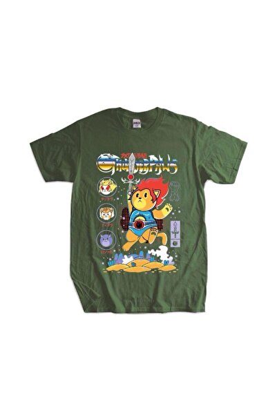 DEEFWEAR تي شيرت كاكي مطبوع للجنسين من Thunder Crazy Cats