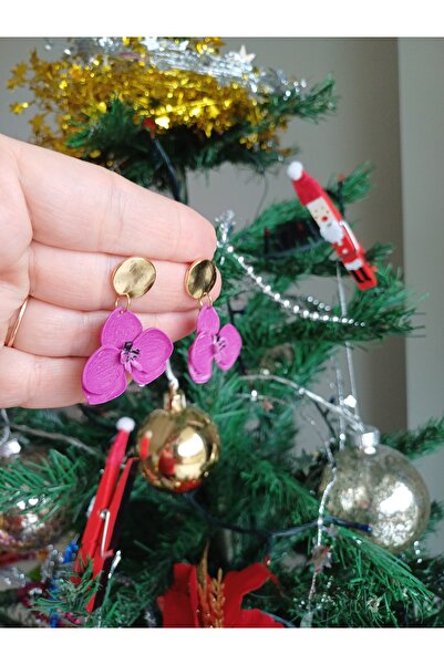 CREATİVESHOP Orkide Çiçeği polimer Kil Küpeler, Sallantılı Özel Tasarım Küpe, El yapımı Kil Küpe