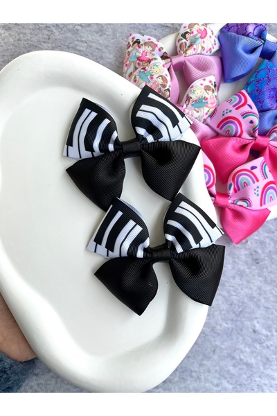 Toka Sepetim Piyano Desenli Siyah Kurdele Fiyonk Toka 1 Çift