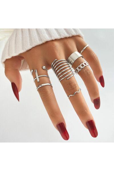 Le Manolia Accessories Multi Ring Set with Adjustable Joint - Heart and Butte...