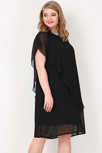 Zer Otantik Rochie de seară din șifon negru mărime mare