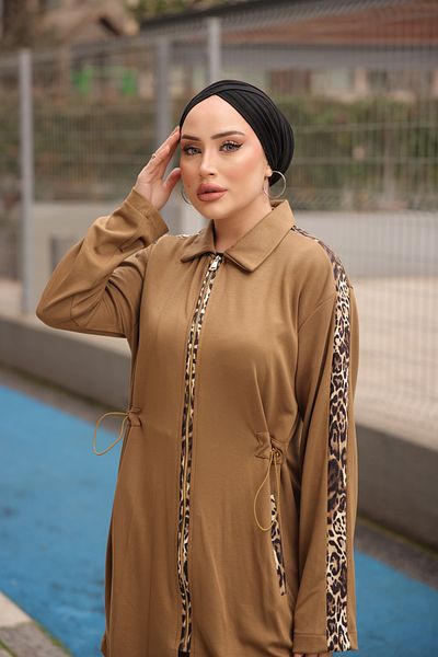 MİMİ Luxury Wear Hijab Tracksuit Set - Zippered Double Tunic and Trousers Set
