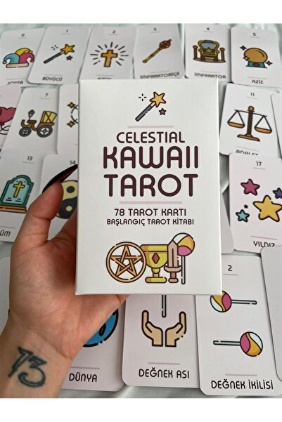 DÜKKAN DESİGN Kawaii Tarot Kartları ve Başlangıç Tarot Kitabı