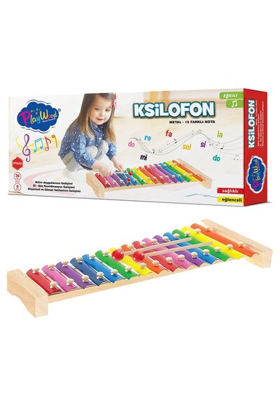Play Wood Eğitici Ahşap Metal 15 Notalı Klisofon Oyuncak Müzik Seti ONY-376