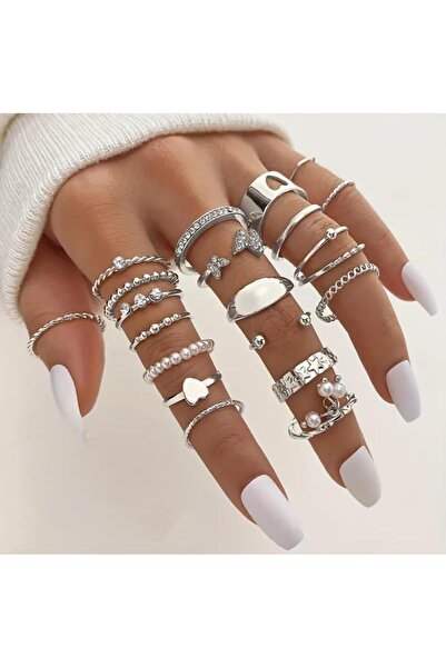 Le Manolia Accessories çoklu yüzük seti ayarlanabilir eklem yüzükleri kombin ...