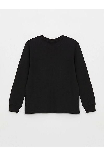 LC Waikiki Tricou cu mânecă lungă cu imprimeu negru pentru copii LCW pentru băiat