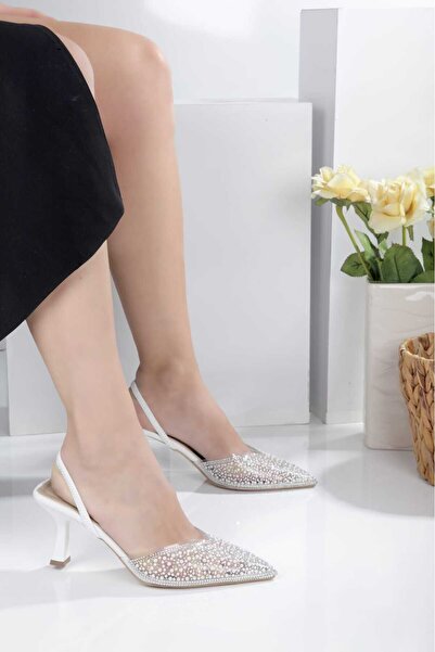 No 35 İnci Detaylı Topuklu Stiletto Abiye Ayakkabı