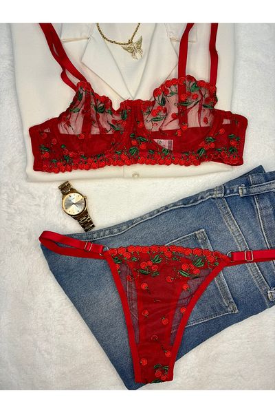 İNKO İÇ GİYİM Set de sutien din tul cu sârmă florală (tanga sutien)