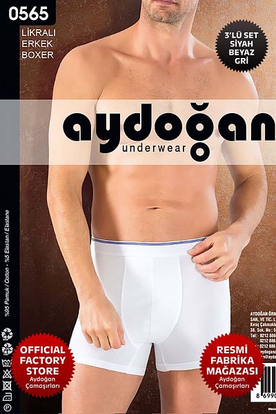 Aydoğan Aydogan ®   Ανδρικό Σετ Boxer 3 τμχ - 95% βαμβάκι, χρώμα μαύρο λευκό γκρι, 565