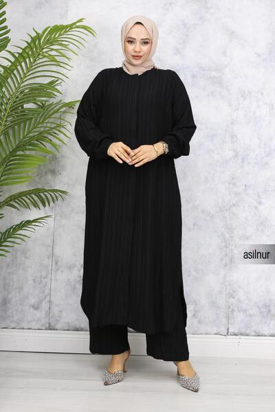 ASİLNUR Μαύρο Σετ Ρούχων Merve Hajj and Umrah