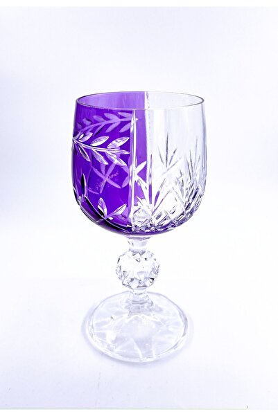 Kristal Market Handmade Crystal Bohemia Purple Double Color Decorative Presentation Stand Footed Goblet Coffee Side Water Glass