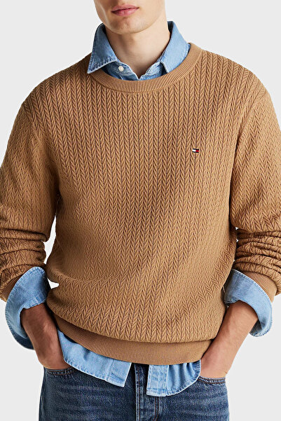 Tommy Hilfiger % 100 Pamuk Regular Fit Bisiklet Yaka Kazak Erkek KAZAK MW0MW3...