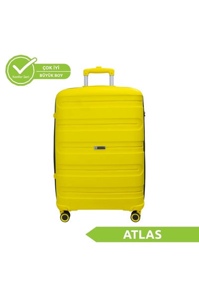 Vegmann Polipropilen (PP) Atlas Sarı Büyük Boy Valiz
