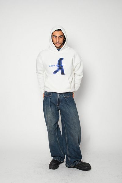 Sekizbiraltı Lost Souls Printed Oversize Unisex Premium White Hoodie