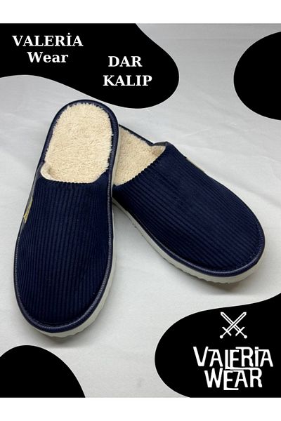 Vwear Unisex Wool Corduroy Slippers - Semi-Leather and Non-Slip Sole