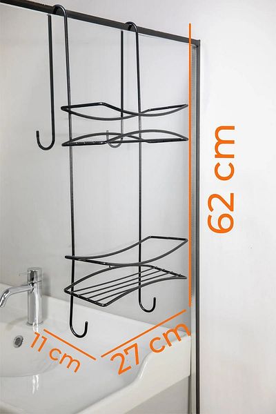 MAİN SHOP Suport pentru duș din inox cu 2 niveluri Suport pentru săpun Suport pentru șampon Suport pentru prosoape Raft As Use Dk-02
