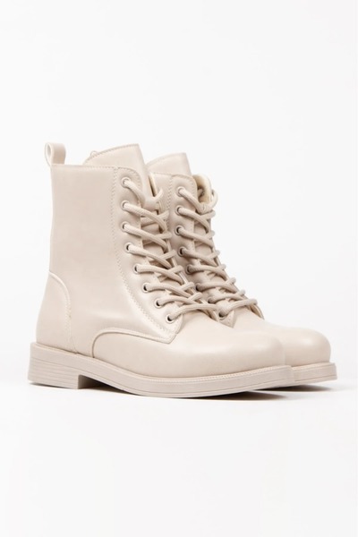 By Ramon Caliente Kadın Postal Fermuarlı Kaymaz Taban Bej Bot Kasımda ışıltını konuştur