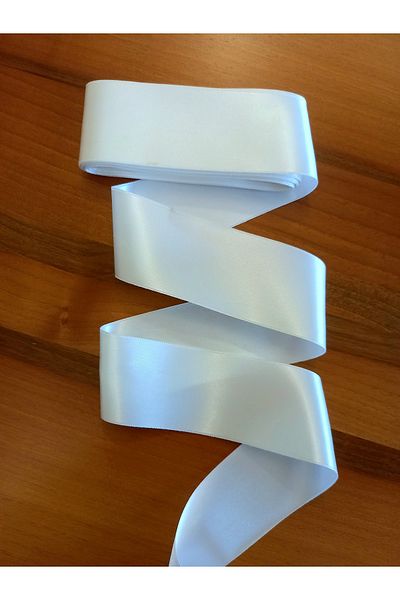 yörük tuhafiye 6 cm Wide Off-White Satin Ribbon - 10 Meters a Ball